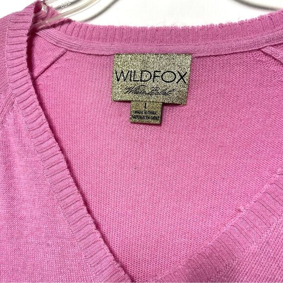 WildFox White Label Angora Blend V Neck Romantic Pink Sweater L - Picture 7 of 11
